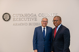 Cuyahoga County Executive Armond Budish and Arctaris Impact Fund Managing Director Uche Osuji