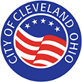 circle logo in blue with City of Cleveland Ohio around it