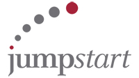 graphic of the word Jumpstart with gray and red dots above the J
