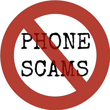 Phone Scams red don't sign over words Phone Scams
