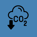 Cloud with CO2 and arrow pointing down.