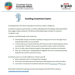 Investment Scam Tipsheet