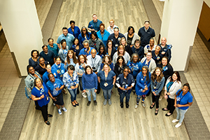 Cuyahoga County DCFS staff members on Wear Blue Day.