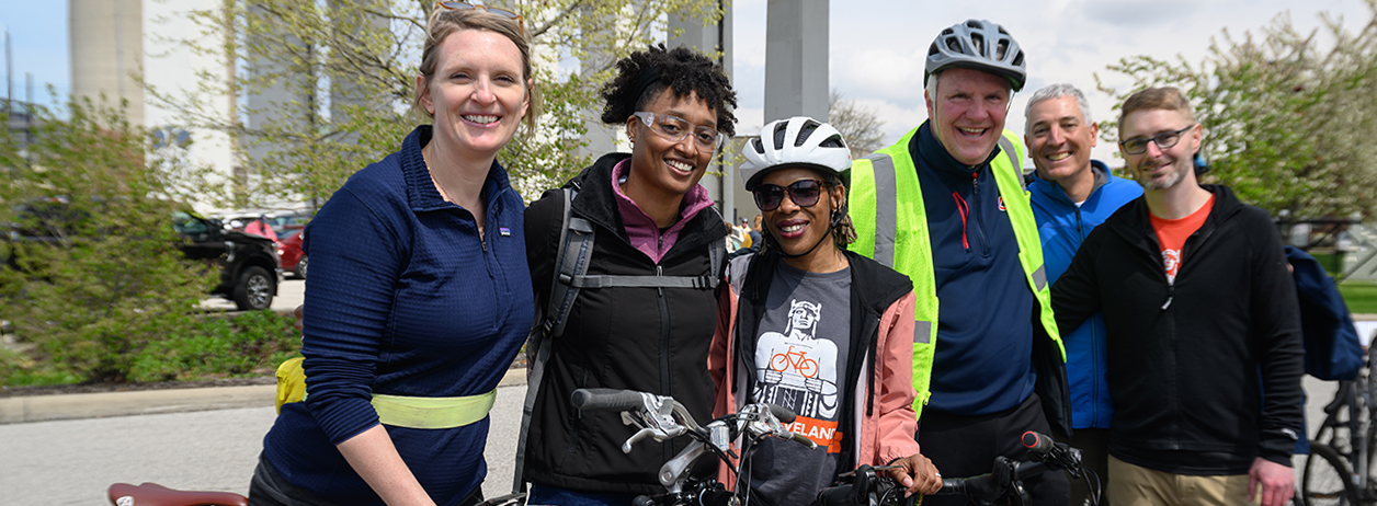 County Executive, Chris Ronayne joining other bikers in downtown Cleveland, Ohio.