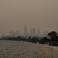 hazyskyanddowntownClevelandskylinebehindthelake