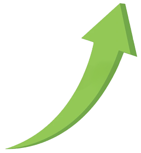 Green arrow point up to the right.