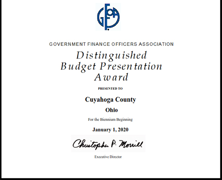 budgetAward Cuyahoga County Distinguished Budget Presentation Award