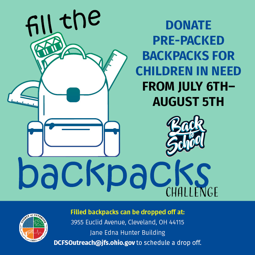 fill the backpacks challenge - donate pre-packed backpacks for children in need from july 6 to august 5