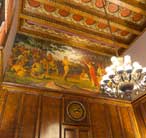 Painting of Rogers Rangers painting on wall and a chandelier