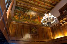 Painting of Rogers Rangers painting on wall and a chandelier