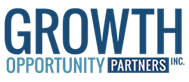big blue word Growth with smaller words Opportunity Partners below it