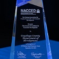TheGlassAwardpresentedtotheCuyahogaCountySmallBusinessSTIMulusGrantPrograminrecognitionofreceivingthe2023ExcellenceinEconomicDevelopmentAwardfromtheNationalAssociationofCountyEconomicDevelopment