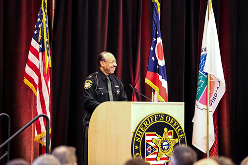 Sheriff Hammet at a podium