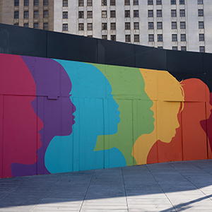 mural of different color faces