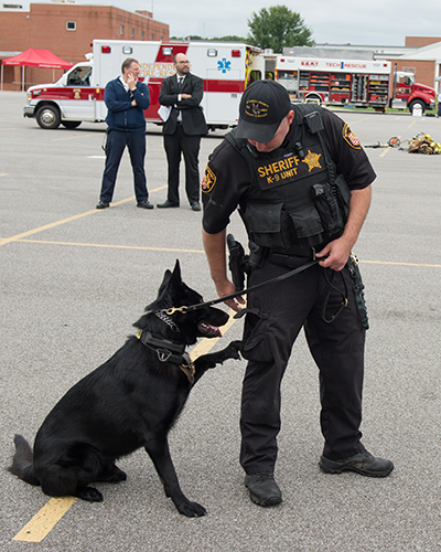 Sheriff Deputy with his K-9 dog.