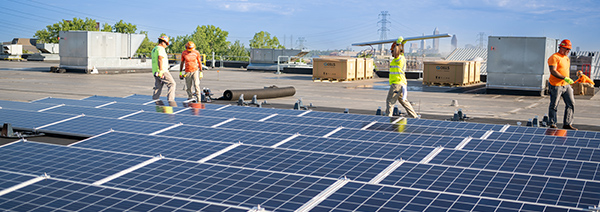 Solar panels on Harvard Garage