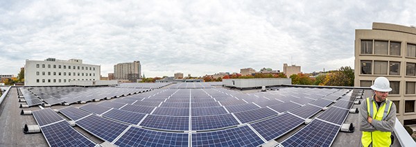 Solar panels on Medical Examiner building