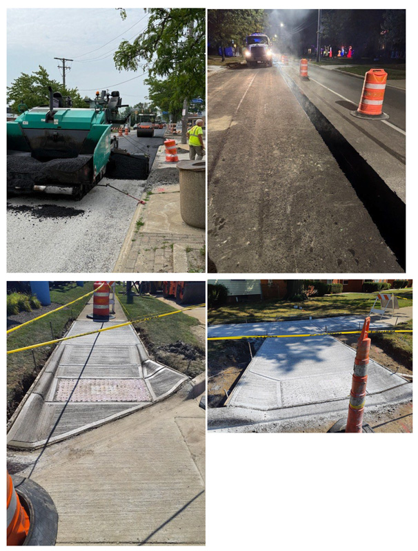 Different views of a street under construction.