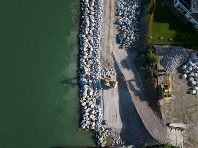 Aerial view of Euclid Beach construction.