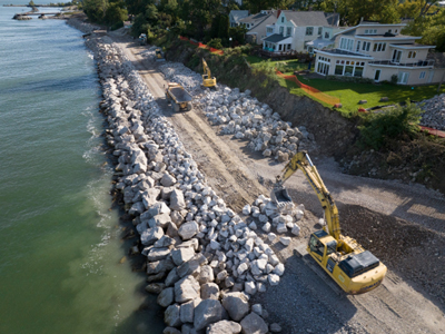 Aerial view of Euclid Beach construction.