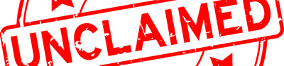 stamp of Unclaimed in red ink