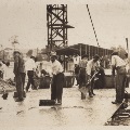 Men on the bridge in August 24, 1915